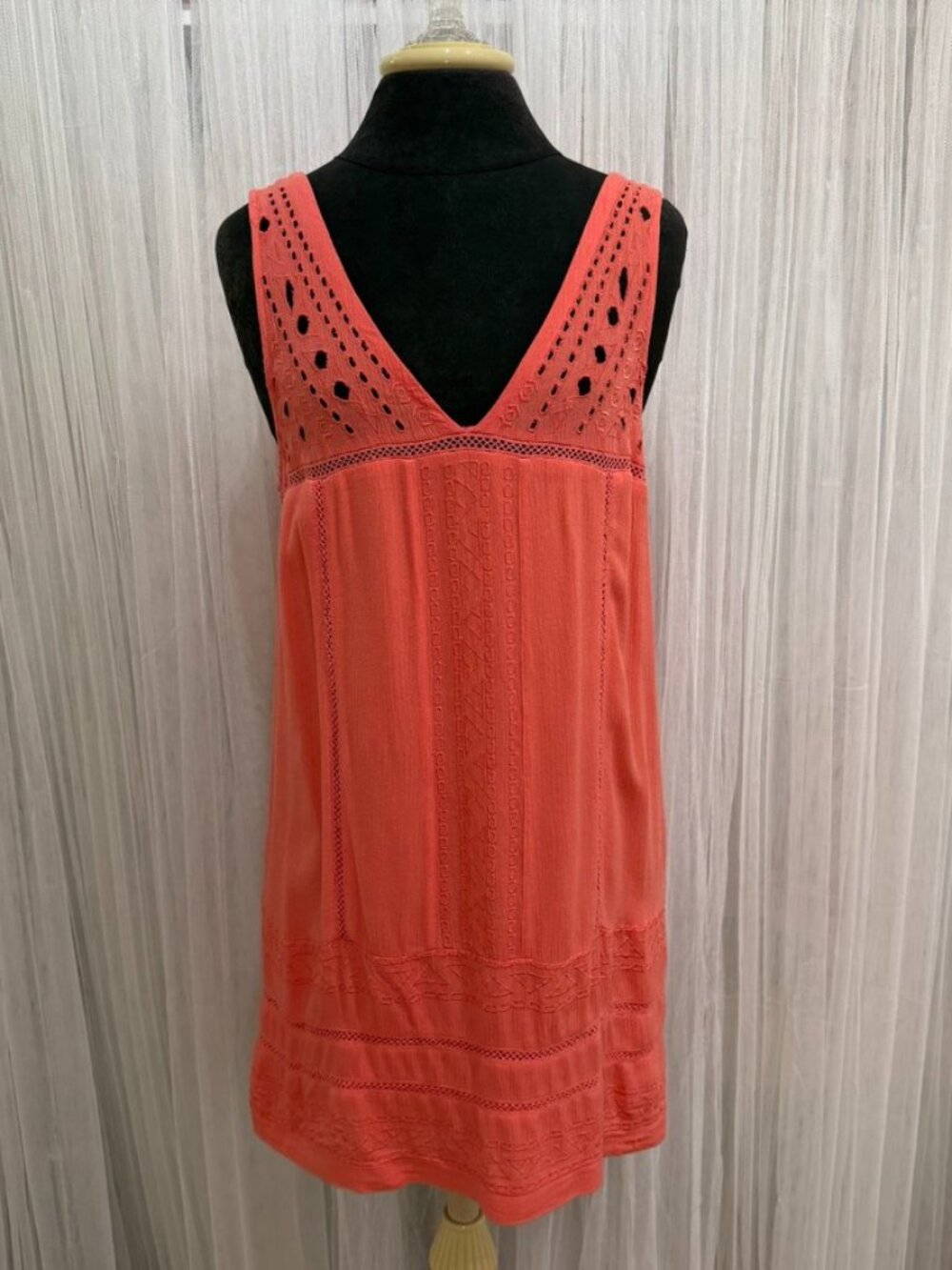 Sanctuary Coral Gauze Swim Cover Up Sleeveless Women Size M Embroidered Dress